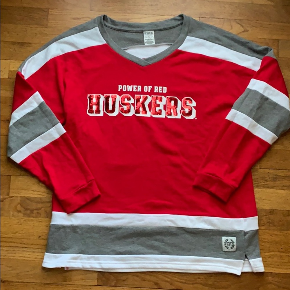 NWOT Nebraska Huskers VS Pink Crew Neck